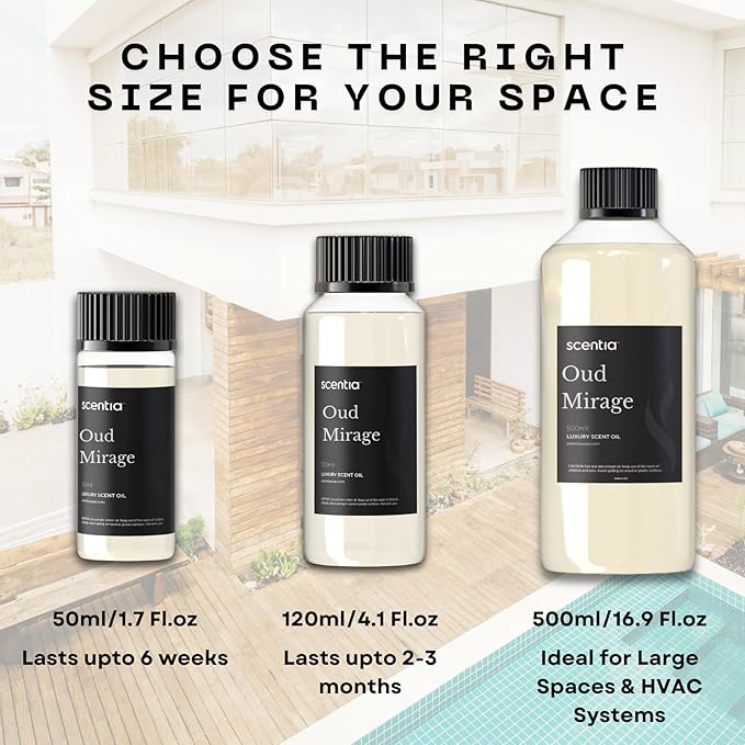 Scentia Oud Royal Fragrance Oil Inspired by TF's Oud Wood Perfume, Refill Diffuser Oil, Perfume Dupe, Aromatherapy Essential Oil Fragrance Set for Cold Diffusers, Candle Making | 500 ml, 16.9Fl Oz