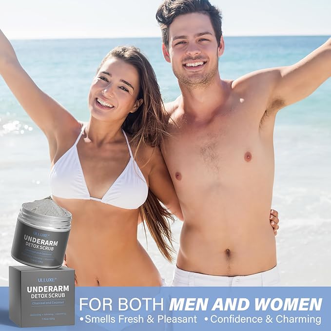 Charcoal Underarm Body Scrub for Odor Contro Bumps Dark Armpits Spots Remover, Armpit Detox & Bikini Area Exfoliator, Exfoliating Moisturizing Natural Deodorant Scrub for Women & Men, 7.7 Oz