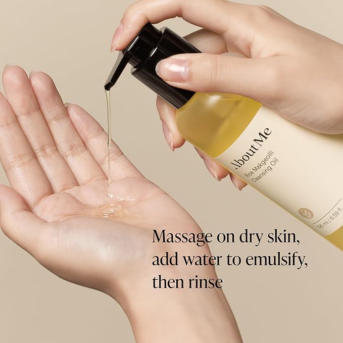 About Me Rice Makgeolli Cleansing Oil – Korean Makeup Remover Cleanser for Sensitive Skin – Daily Makeup Removal with Rice Bran Oil – Korean Skin Care – 6.59oz, 195ml