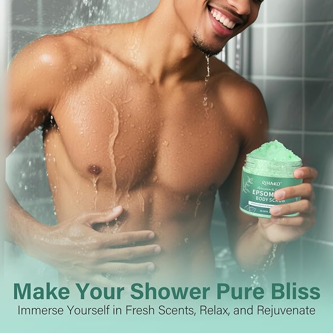 Eucalyptus Epsom Salt Body Scrub,Exfoliating detox body scrub,Relax & Relief with Eucalyptus & Spearmint Essential Oils, Deeply Nourishes for Smooth, Radiant Skin–Valentine’s Day Gift for Her/Him