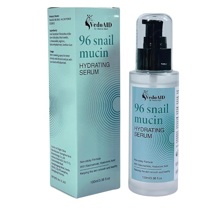 (1Pc) VedoAID Snail Mucin 96% Repair Essence: Advanced Hydrating Serum for Skin Repair, Anti-Aging, and Discoloration Correction (100ml)