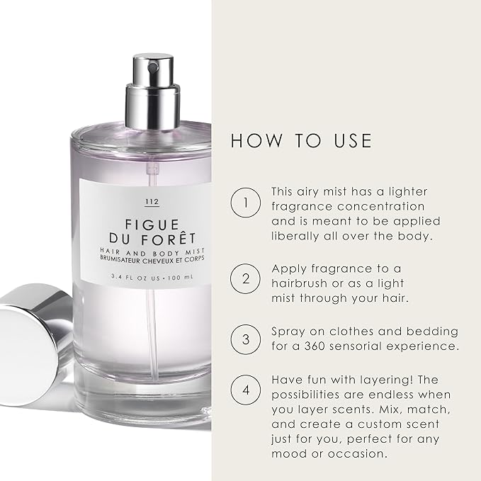 Le Monde Gourmand Figue du Forêt Hair & Body Perfume Mist - 3.4oz (100ml) - Fig, White Tea and Sweet Almond Milk Fragrance Notes