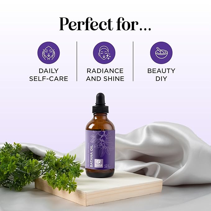 Pure Batana Oil for Hair Care - Cold Pressed 100% Batana Oil for Hair Skin & Nails - Moisturizes & Nourishes to Support Radiance - Vegan Non-GMO Hexane Free Dermatologist Tested (4 Fl Oz)