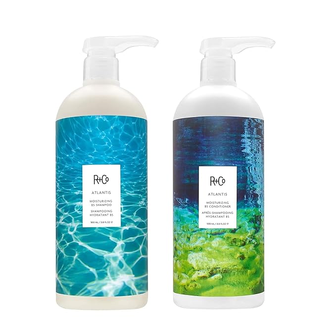 R+Co Atlantis Moisturizing B5 Shampoo & Conditioner Set | Deep Hydration & Repair for Dry Hair | Vegan + Cruelty-Free | 33.8oz (Pack of 2)