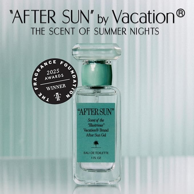 VACATION AFTER SUN Eau de Toilette Sunscreen, Blends Notes of Classic Aloe Vera Gels, Fresh Tropical Perfume, Unisex Scent of Summer Nights, Travel Size, 1 Fl. Oz.