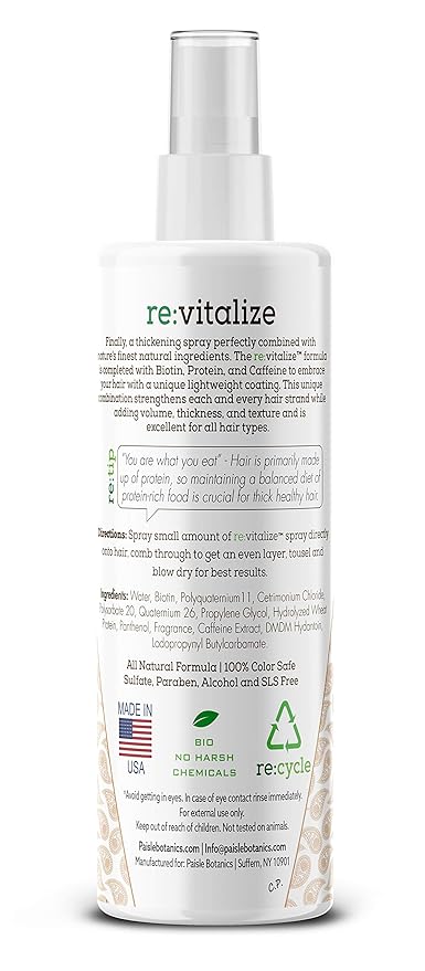 Biotin Hair Thickening Spray for Volume and Growth - NATURAL Volumizer with CAFFEINE for Thicker, Fuller Hair in Seconds