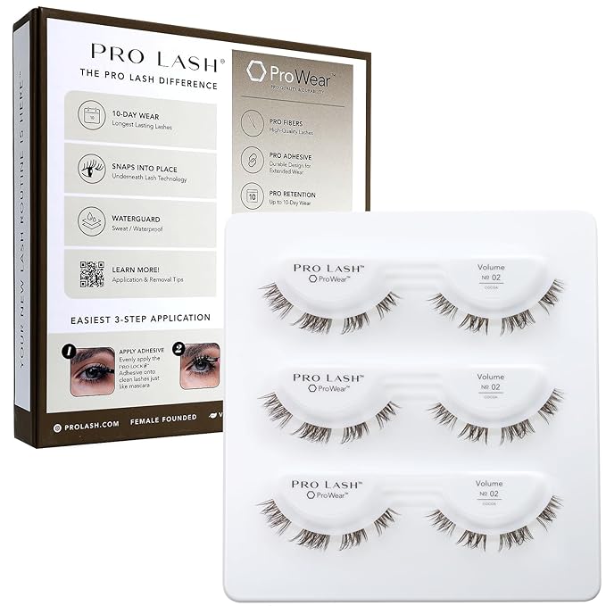 Pro Lash ProWear Professionally Styled Lash Clusters - Easiest to Apply Eyelash Cluster - 10 Day Eyelashes - Waterproof Lashes Clusters - 3 Sets - Volume No. 02 - Cocoa