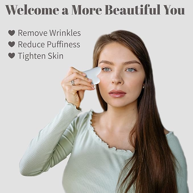 Rena Chris Guasha Massage Tool, 4 Pcs Gua Sha Facial Tool, Guasha Board for SPA Acupuncture Therapy Trigger Point Treatment, Gua Sha Scraping Massage Tool (White)