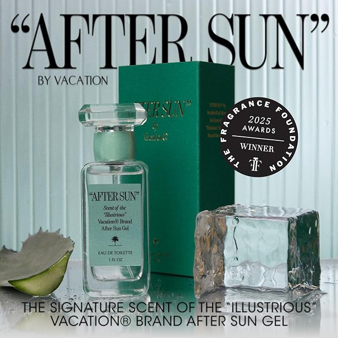 VACATION" & "AFTER SUN Eau De Toilette Duo, Coconut, Aloe Vera, Green Tea & Beach Scent, Signature Summer Fragrances, Unisex, Bundled Perfume Gift Set, 2 x 1 fl oz