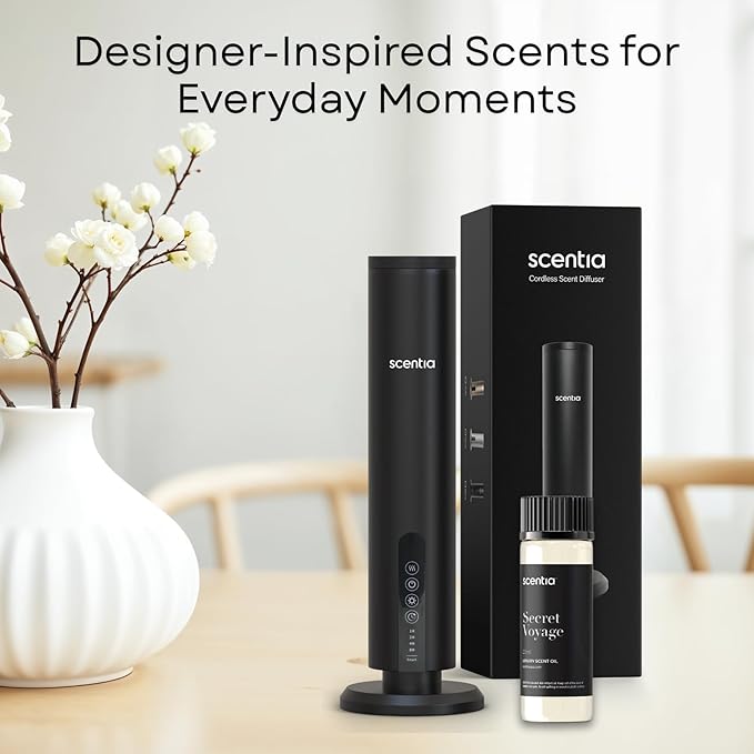 Scentia Secret Voyage Diffuser Oil Inspired by The Baccarat Hotel Scent - 20 mL 0.67 fl oz - Essential Oil Blend of Cedar &Jasmine for Aromatherapy & humidifiers - Thanksgiving & Holiday Gift