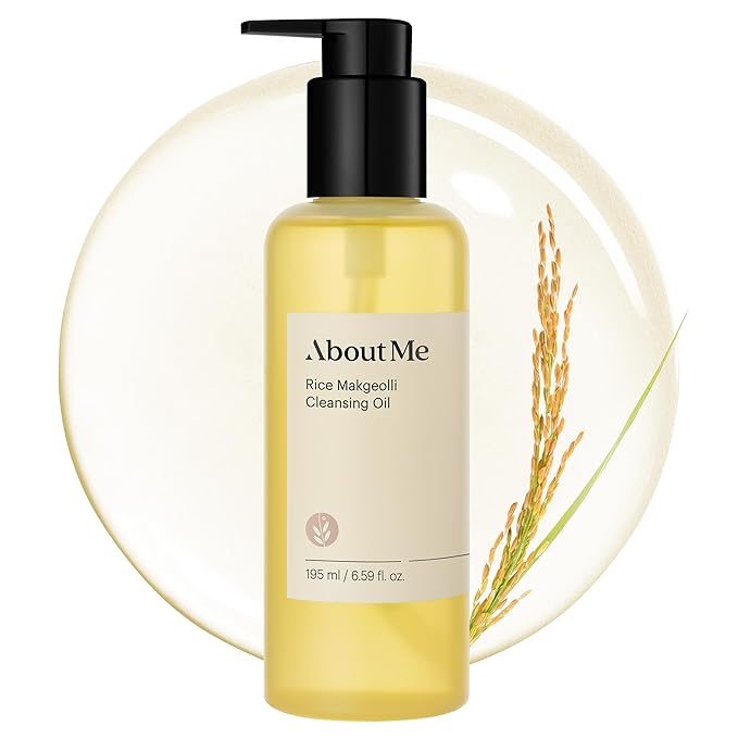 About Me Rice Makgeolli Cleansing Oil – Korean Makeup Remover Cleanser for Sensitive Skin – Daily Makeup Removal with Rice Bran Oil – Korean Skin Care – 6.59oz, 195ml