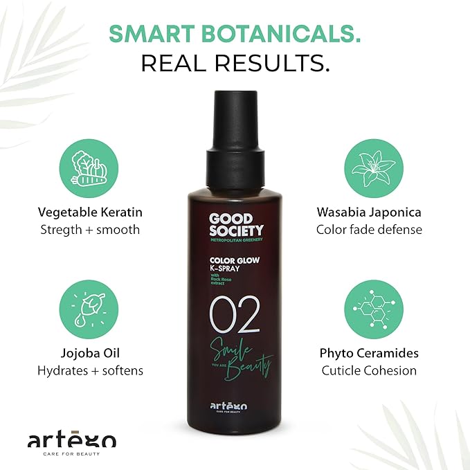 Artègo Good Society Color Glow K-Spray (5.1 fl oz) – Leave-In Two-Phase Conditioner Spray for Color Protection & Shine