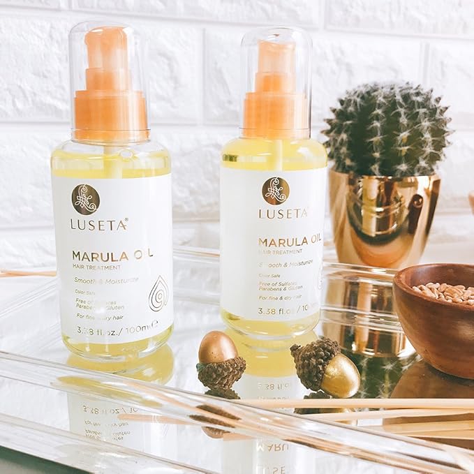 Luseta Marula Oil Hair Treatment for Fine & Dry Hair Serum Smoothing Hair Adding Shine and Nourishing Scalp 3.38oz
