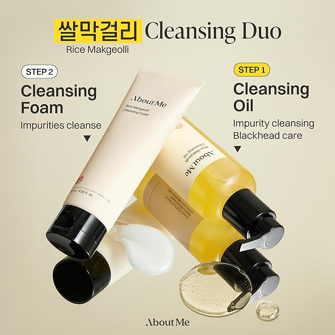 About Me Rice Makgeolli Cleansing Oil – Korean Makeup Remover Cleanser for Sensitive Skin – Daily Makeup Removal with Rice Bran Oil – Korean Skin Care – 6.59oz, 195ml