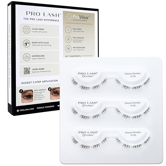 Pro Lash ProWear Professionally Styled Lash Clusters - Easiest to Apply Eyelash Cluster - 10 Day Eyelashes - Waterproof Lashes Clusters - 3 Sets - Volume Shorties No. 06 - Black