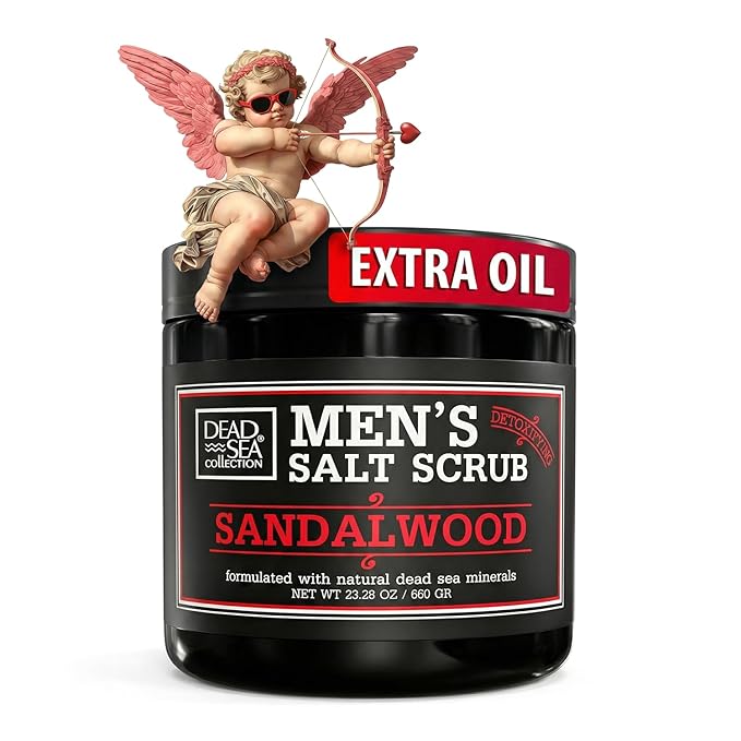 Salt Body Scrub Sandalwood For Men – Moisturizes, Exfoliates & Nourishes Skin – Cleanses & Detoxifies with Dead Sea Minerals - Dead Sea Collection – 23.28 OZ