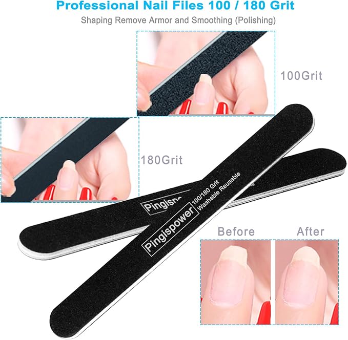 Nail File and Buffer, 16PCS Professional Emery Boards Nail Files & Buffers Block for Natural Nails,100/180 & 600/3000 Grit Double Sided & Reusable Manicure Pedicure Tools for Home & Salon