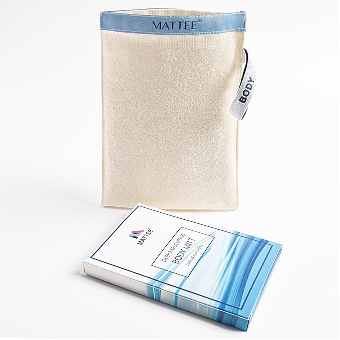 MATTEE - Kessa Glove - 2 Packs of Premium Exfoliating Mitt - Self-Tan Remover - Ensures Smooth and Soft Skin, Helps Avoid Keratosis Pilaris, Ingrown Hair and Cellulite -%100 Viscose Fiber - Medium