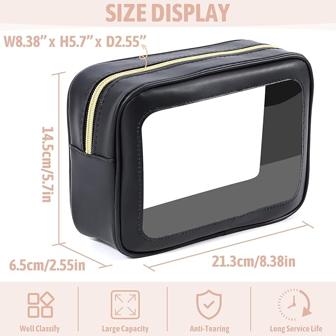 YOPCDJ 3PCS Diaper Bag Organizer Pouch Set, TSA Approved Toiletry Bag，Clear Waterproof TPU Makeup Bag Set Travel Organizer Bags for Women and Kids