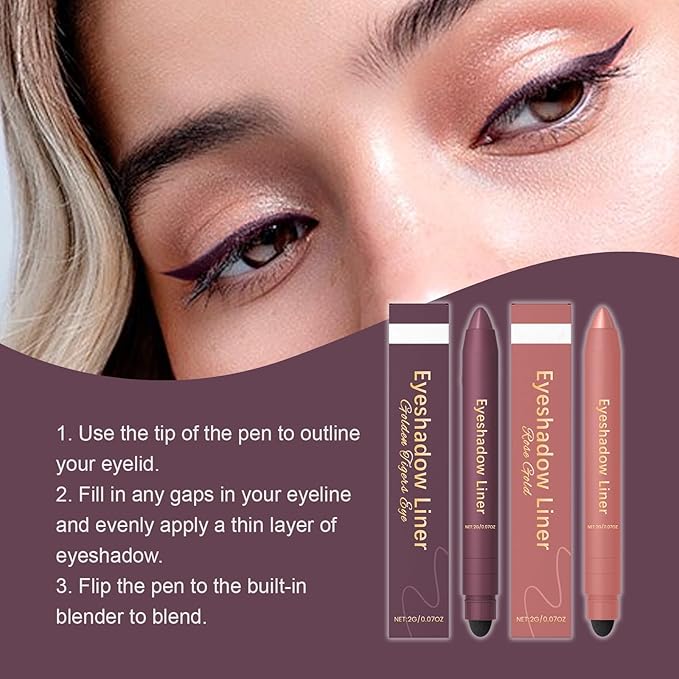 Mitlume Perfect Color Duo-Shadow Liner 2-in-1 Eyeliner & Eyeshadow,Chiura Plum Eyeshadow Stick,Waterproof Smudge-Proof Long-Lasting Makeup, Effortless Smoky or Natural Eye Makeup,Easy to Color(01+06)