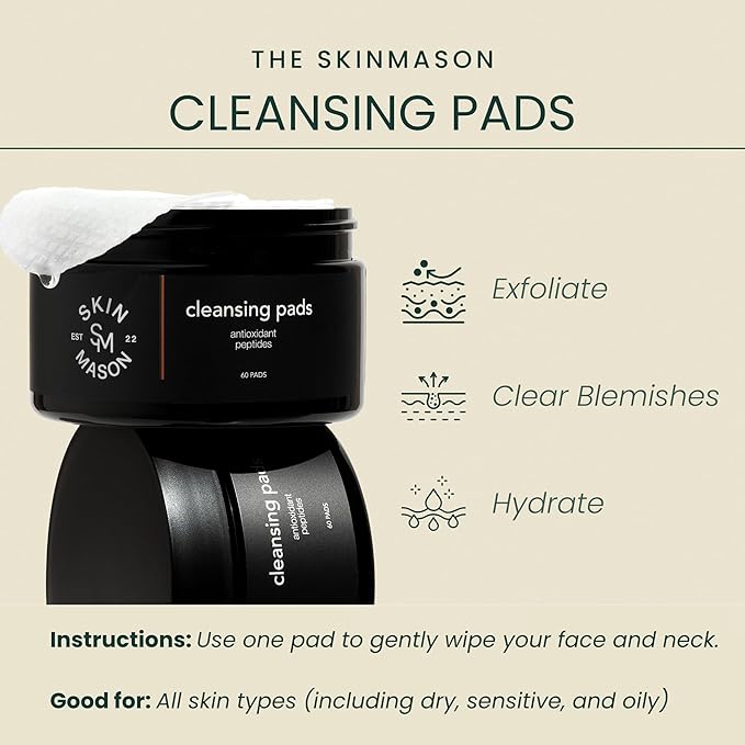 Daily Exfoliating Pads by SkinMason - Cleansing, Hydrating, Peptide Powered
