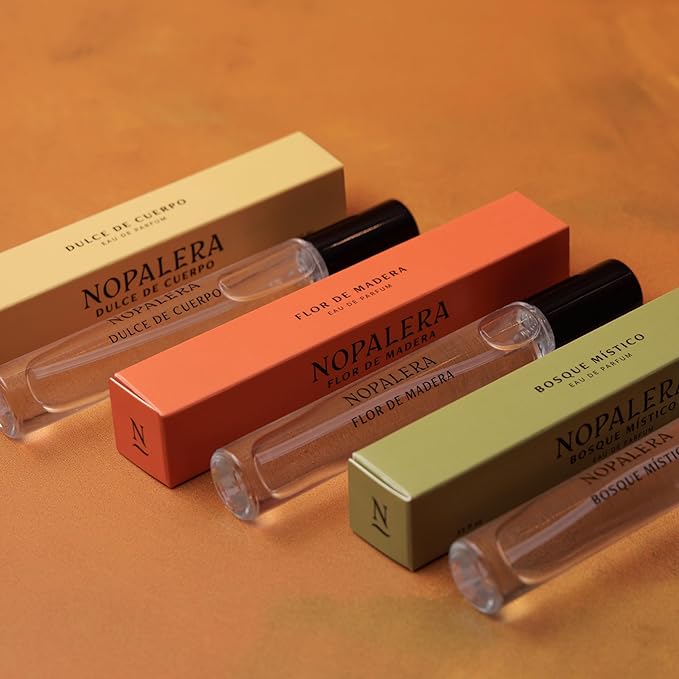 Nopalera Travel Fragrance Trio Gift Set, Three 10ml Eau de Parfum Sprays Featuring Bosque Místico, Dulce de Cuerpo and Flor de Madera, Clean Fragrance, Free from Pthalates (3x10ml)