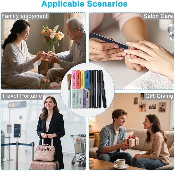 Nail File and Buffer, 16PCS Professional Emery Boards Nail Files & Buffers Block for Natural Nails,100/180 & 600/3000 Grit Double Sided & Reusable Manicure Pedicure Tools for Home & Salon