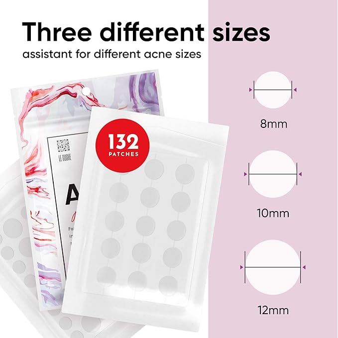 LE GUSHE Pimple Patches for Face (132 Dots) – Hydrocolloid Pimple Patches for Face – Invisible Spot Patches – Hydrocolloid Patch to Help Reduce the Appearance of Spots – Vegan-Friendly