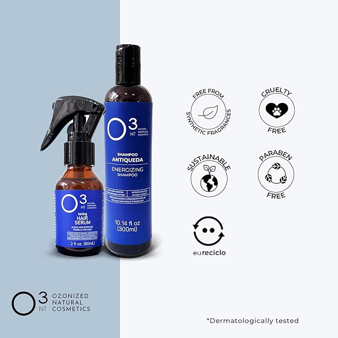 Energizing Shampoo + Hair Serum Kit - High-Performance Natural Hair Treatment - Ozone Therapy - Strengthening & Toning for Healthy Hair - Shampoo 10.14 Fl Oz Serum 2.03 Fl Oz