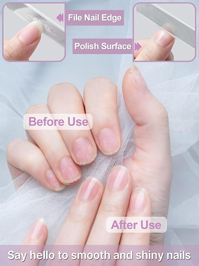 2 Packs Glass Nail Buffers with Case for Natural Nails, Glass Nail Files Shaping Nano Nail Shiners Crystal Polisher Manicure Tools Shine for Home Salon Use Stocking Stuffers for Women Christmas Gift