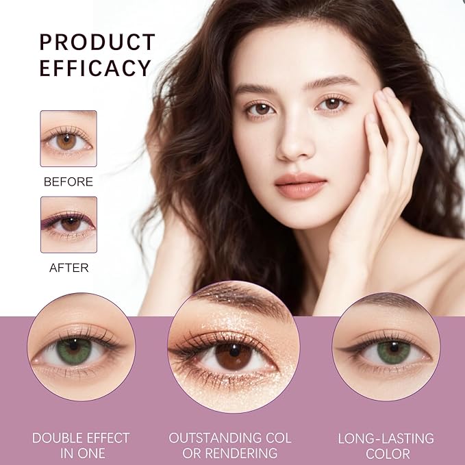 Mitlume Perfect Color Duo-Shadow Liner 2-in-1 Eyeliner & Eyeshadow,Chiura Plum Eyeshadow Stick,Waterproof Smudge-Proof Long-Lasting Makeup, Effortless Smoky or Natural Eye Makeup,Easy to Color(01+03)