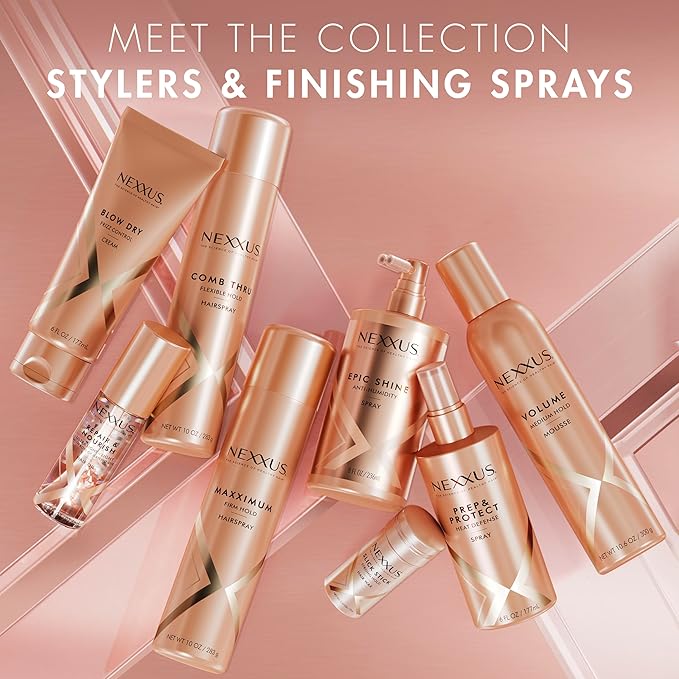 Nexxus Thermal Shield Spray Prep & Protect for 450 degree heat protection & Comb Thru Finishing Spray, Medium Hold Hair Spray for Volume, 10 oz