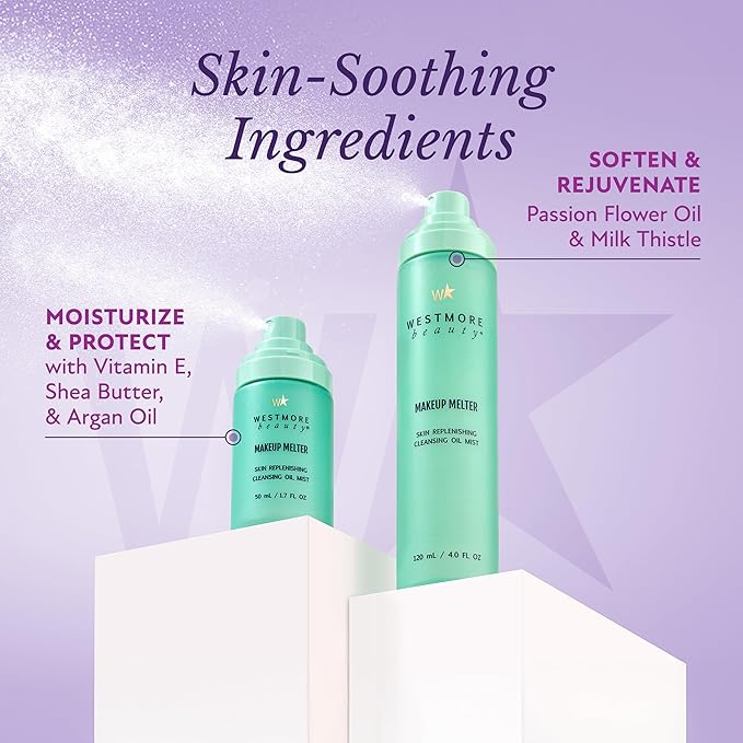 Westmore Beauty Makeup Melter - Makeup Remover Oil Cleanser, Skin Replenishing Cleansing Oil Mist & Face Cleanser 1.7 OZ