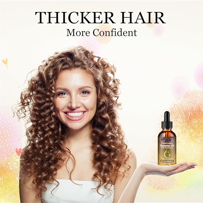 Hair Growth Oil Serum - Lightweight Hair Oil with Biotin,Castor & Rosemary for Thinning Hair - Visibly Thickening Treatment to Reduce Shedding,Hair Frizzy & Nourish Scalp - For Women & Men,60ml