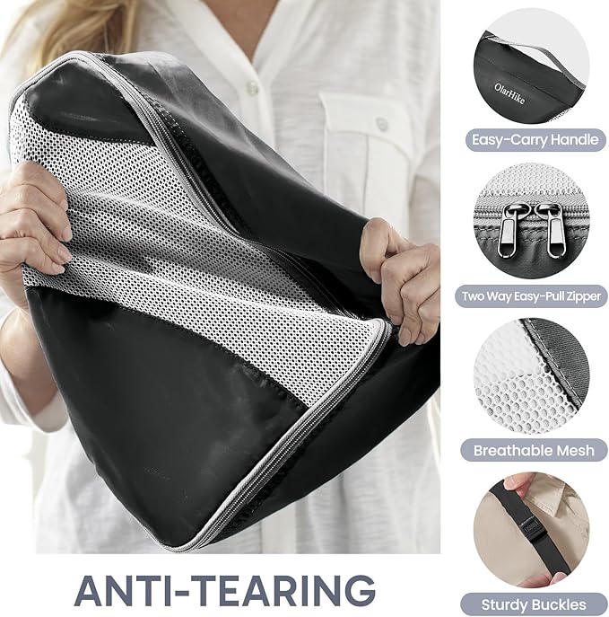 ALL INCLUDED 10 Set Durable Packing Cubes for Suitcases,OlarHike Essentials for Travel,UPGRADED Anti-Tear Stitching, NEW Improved Luggage Packing Organizers for Travel Accessories (Ink)