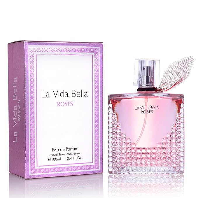 La Vida Bella Roses for Women Eau De Parfum - Floral Amber Fragrance that Combines Top Notes of Raspberry, Pink Pepper & Bergamot - Sugary Rush & Citrusy - Spicy & Rich Aromatic Scent 100ml Bottle