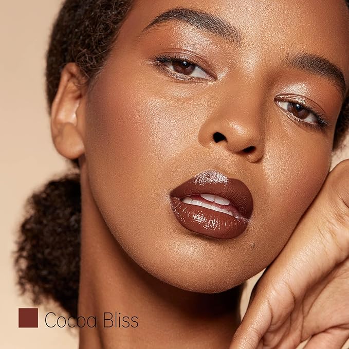 Cocoa Brown Moisturizing Lipstick — Nourishing Creamy Formula for Dry Lips, Lightweight Glossy Finish,Warm Chocolate Nude for Women (Cocoa Bliss)