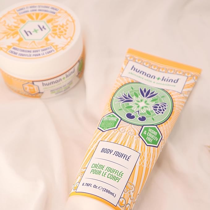 Human+Kind Body Souffle - Light, Fluffy Skin Conditioner for Hydrating and Smoothing Dry Skin - Natural, Vegan Formula with Shea Butter and Apricot Kernel Oil - Light, Fresh Fragrance - 6.76 oz