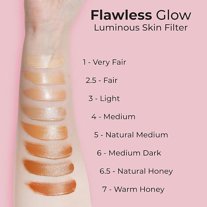 MCoBeauty - Flawless Glow Luminous Skin Filter - 4 Medium Shade - 4-in-1 Multi-Use Formula that Contains Squalane - Includes Doe Foot Applicator - Liquid Illuminator
