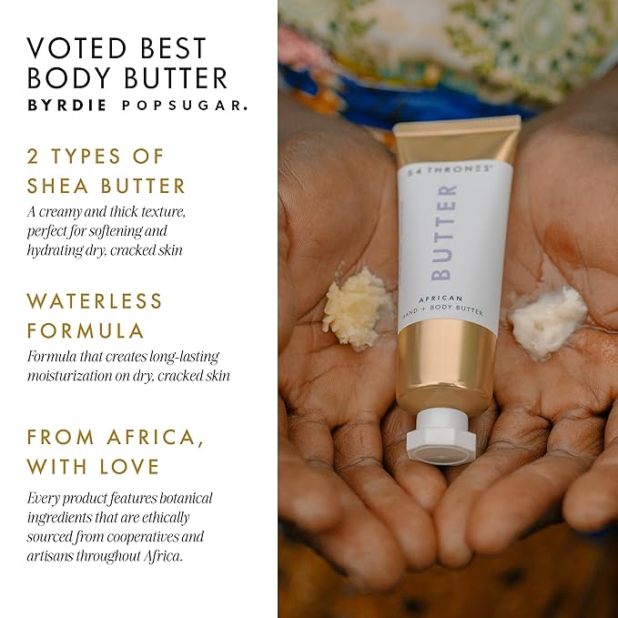 54 Thrones African Beauty Shea Butter, Intensive Dry Skin Support, Moisturizing Body Butter for Women, Moisturizing Body Balm and Cream, Locks in Moisture, Egyptian Lavender + Moroccan Mint, 1.7 oz