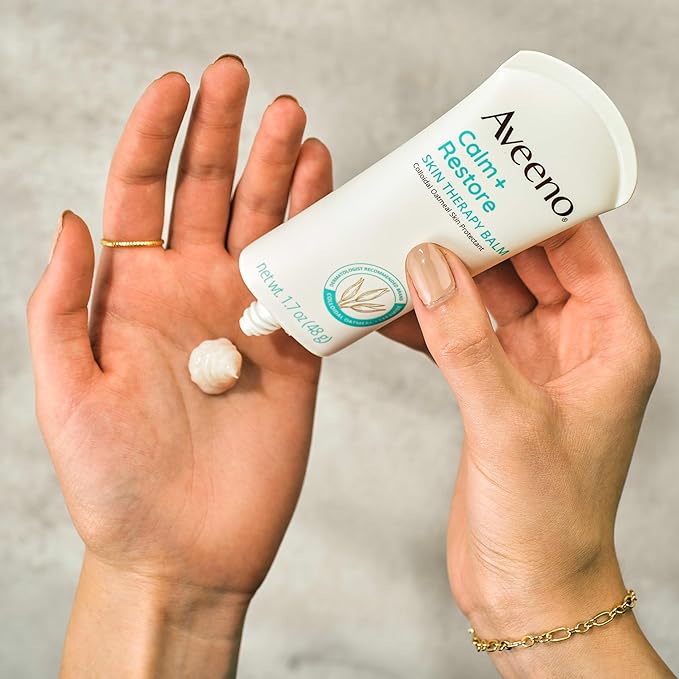 Aveeno Calm + Restore Skin Therapy Balm, Soothing & Moisturizing Skin Protectant for Sensitive Skin, Colloidal Oatmeal & Ceramide to Help Fight Dry Skin, Fragrance- & Steroid-Free, 1.7 oz