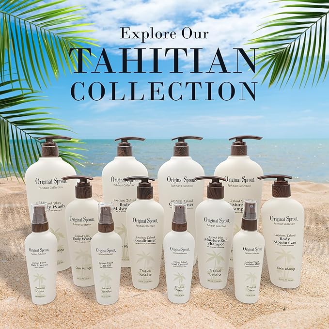 Original Sprout Island Bliss Moisture Rich Shampoo for All Hair Types Including Color-Treated, Damaged & Dry Hair, Hydrating & Moisturizing Shampoo with Coconut Oil, Vegan, Sulfate Free, 24 fl oz