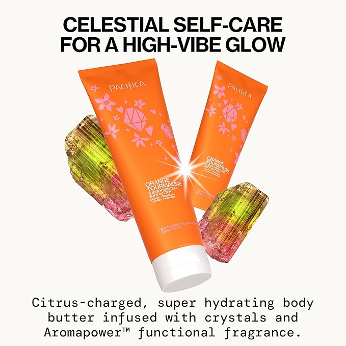 Pacifica Orange Tourmaline Body Butter – Super Hydrating Moisturizer for Dry Skin, Ultra-Rich Cream with Shea Butter & Vitamin E, Clean Beauty, Vegan, Cruelty-Free, Citrus Scent, 6 oz