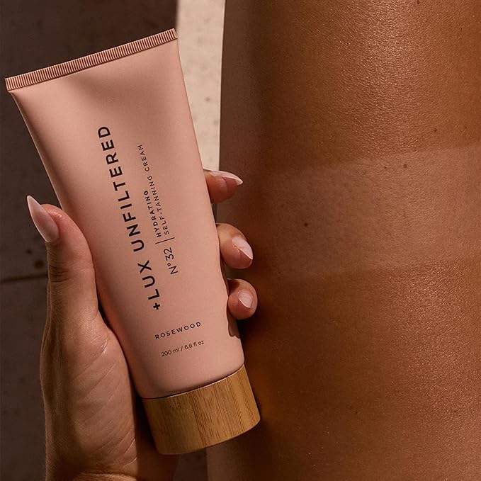 + Lux Unfiltered N°32 Gradual Self Tanner, Hydrating Self Tanning Lotion with Shea Butter & Squalane - Non-Sticky, No Transfer, Natural-Looking Tan - Vegan & Cruelty-Free Sunless Tanner - Rosewood