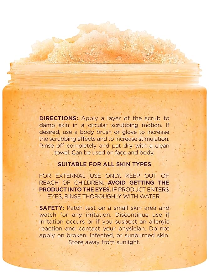 Brooklyn Botany Vitamin C Honey Sugar Scrub for Body 10 oz – Deeply Hydrating and Gently Exfoliating Body Scrub for Women and Men – Moisturizing and Nourishing the Skin