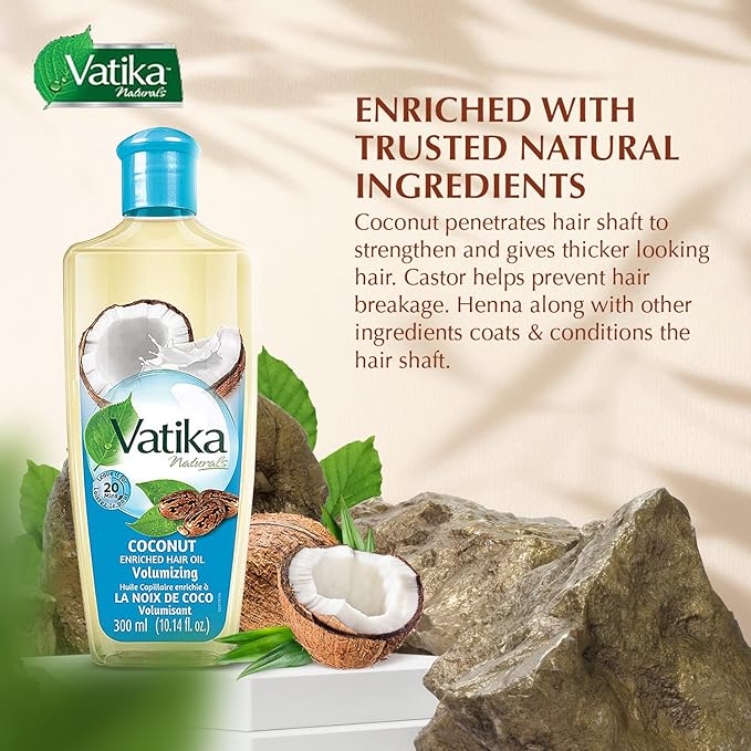 Dabur Vatika Naturals Enriched Coconut Hair Oil - Nourishing Formula for Healthy Scalp, Soft, Manageable and Silky Tresses