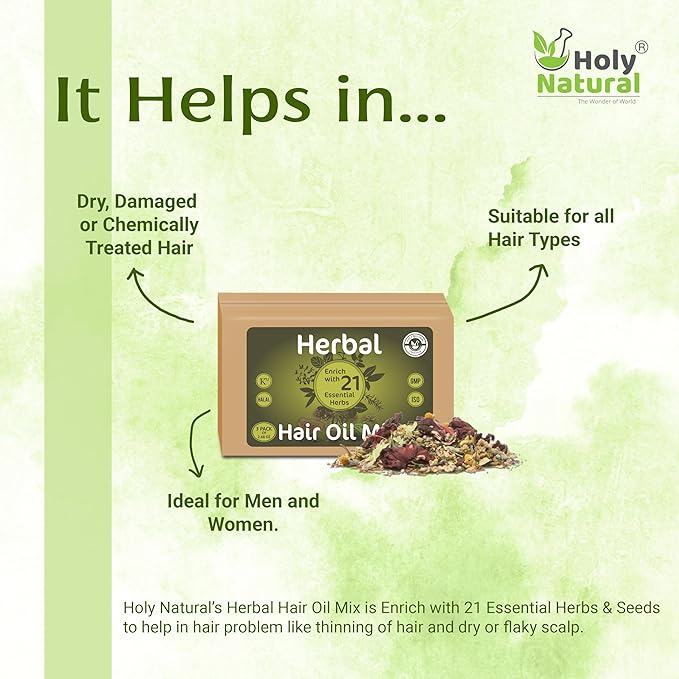 Herbal Hair Oil Mix | 76 g x 3 packs | 21 Essential herbs for hair growth | Make your own hair oil with 21, 100% Natural herbs & Seeds | Product of India