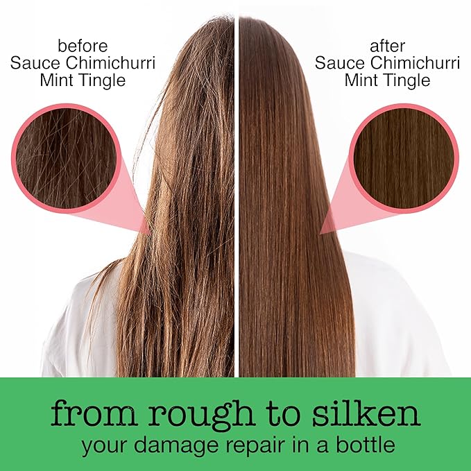 SAUCE Intense Repair Shampoo, Chimichurri Mint Tingle (10 Fl Oz) Soothes & Calms Scalp, Hydrating Shampoo for Damaged Hair with Argan & Peppermint Oil, No Parabens & Sulfates