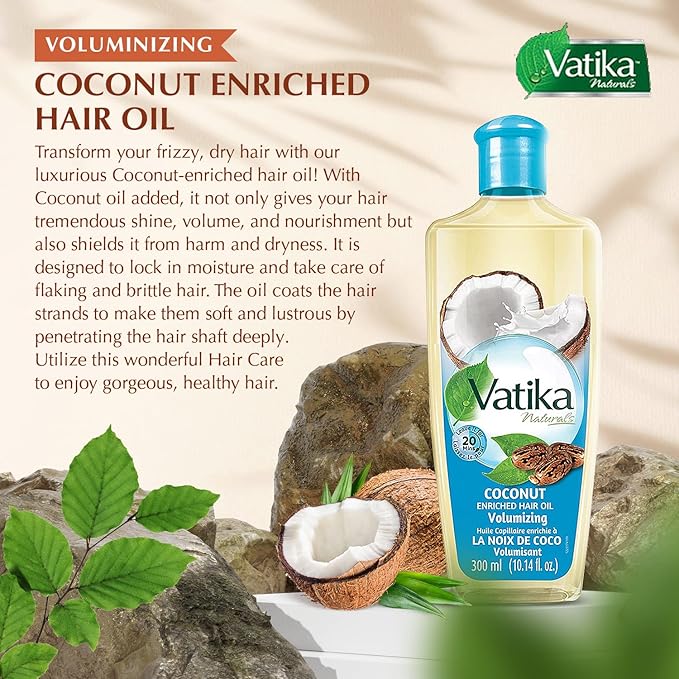 Dabur Vatika Naturals Enriched Coconut Hair Oil - Nourishing Formula for Healthy Scalp, Soft, Manageable and Silky Tresses