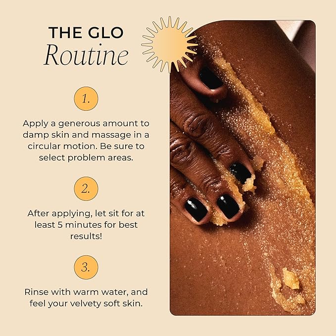 GLO Melanin Turmeric Scrub for Dark Spots, Brightening Inner Thighs Bikini Area Underarms, Natural Exfoliating Face